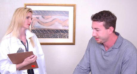 Attractive milf Nina in uniform well sucking huge rod and takes a hot cumshot 